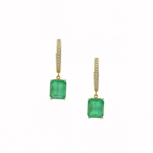 Natural Emerald Diamond Earrings 14k Yellow Gold 3.56 TCW Certified $4,975 - Picture 4 of 11